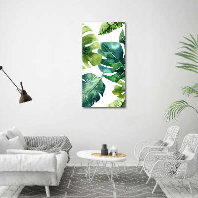 Tableau sur toile Feuilles tropicales peinte