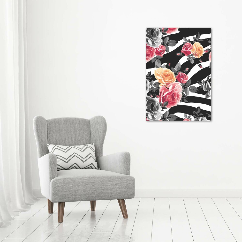 Tableau imprimé sur toile Roses zébrées