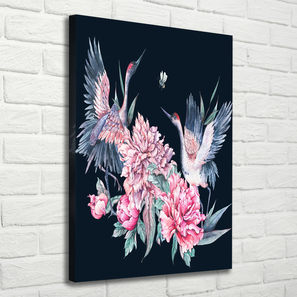 Tableau mural sur toile Grues et pivoines