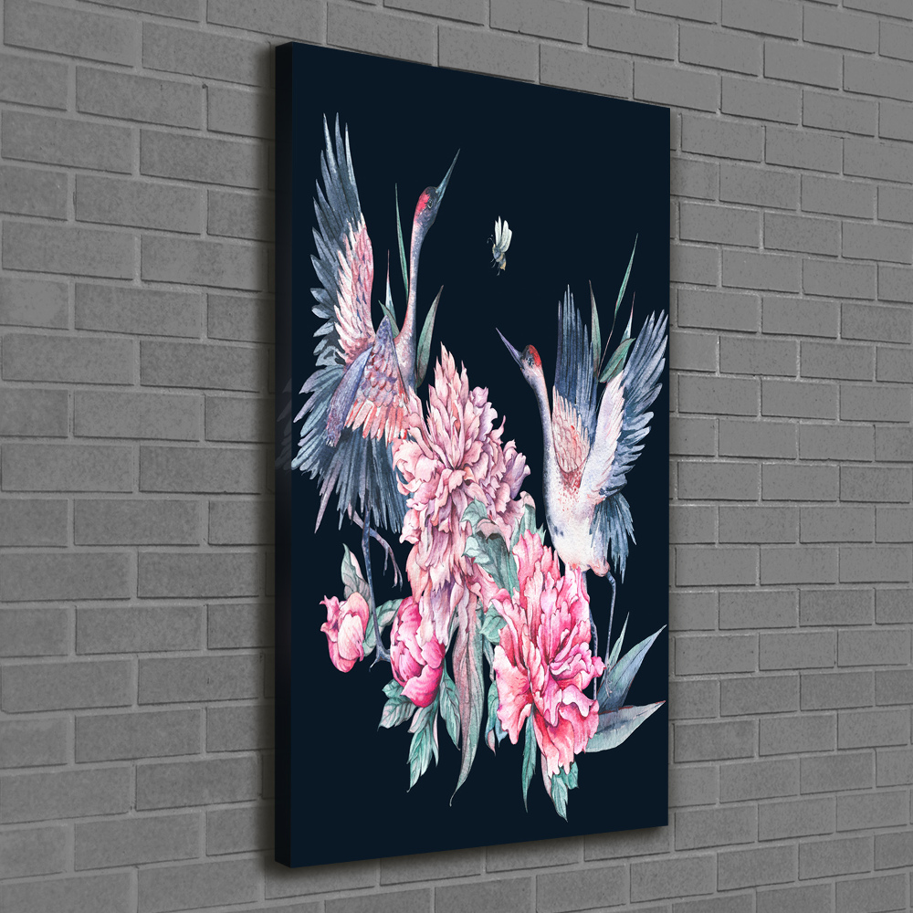 Tableau mural sur toile Grues et pivoines