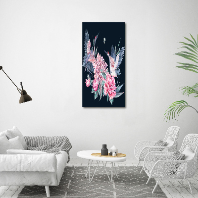 Tableau mural sur toile Grues et pivoines