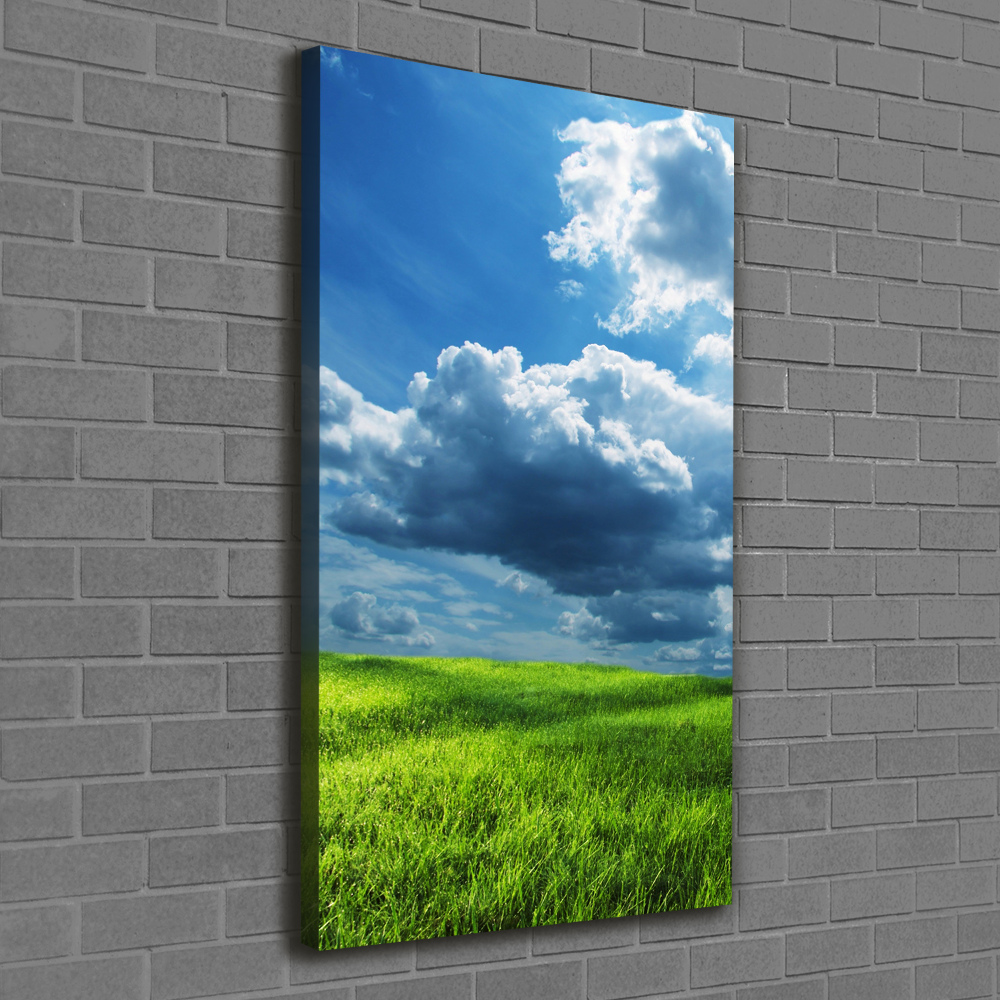 Tableau photo sur toile Nuages au-dessus d'un champ