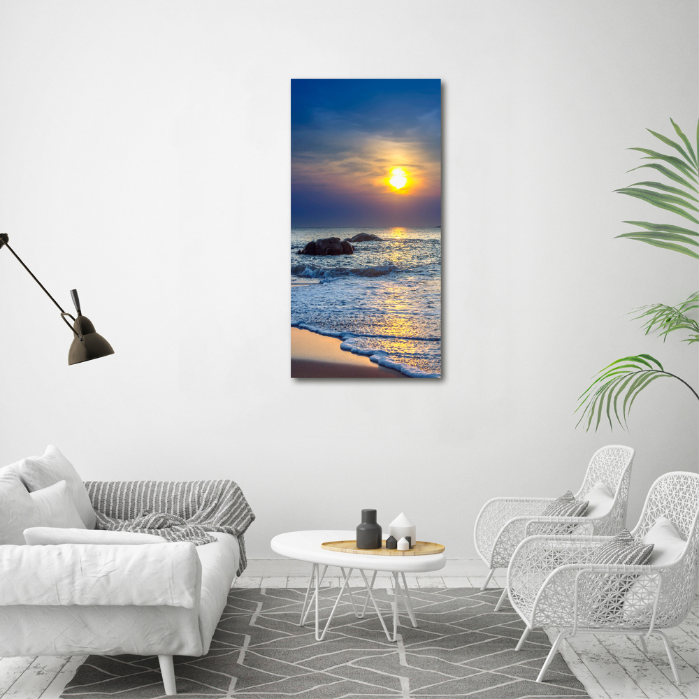 Tableau imprimé sur toile Plage au coucher du soleil