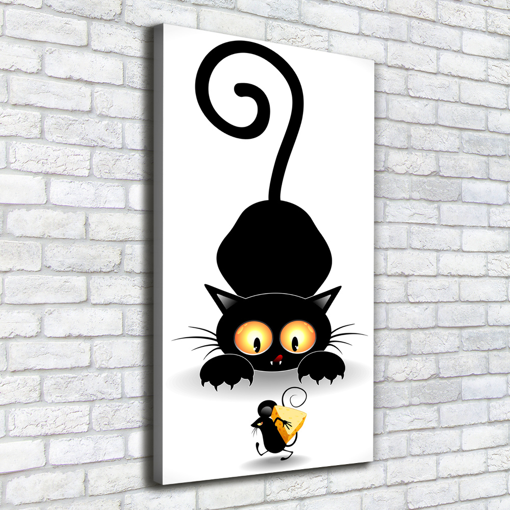 Tableau toile imprimée Chat et souris