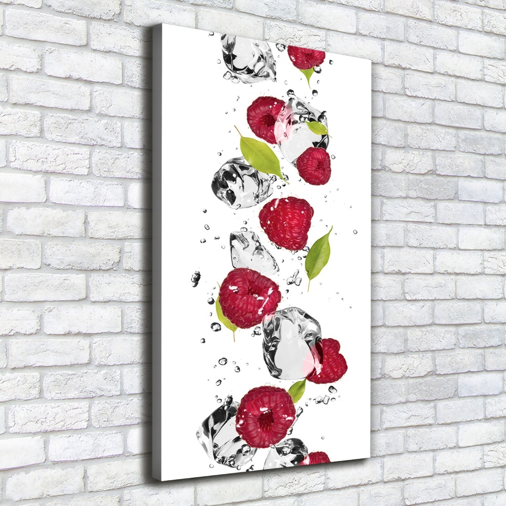 Tableau sur toile Framboises et eau