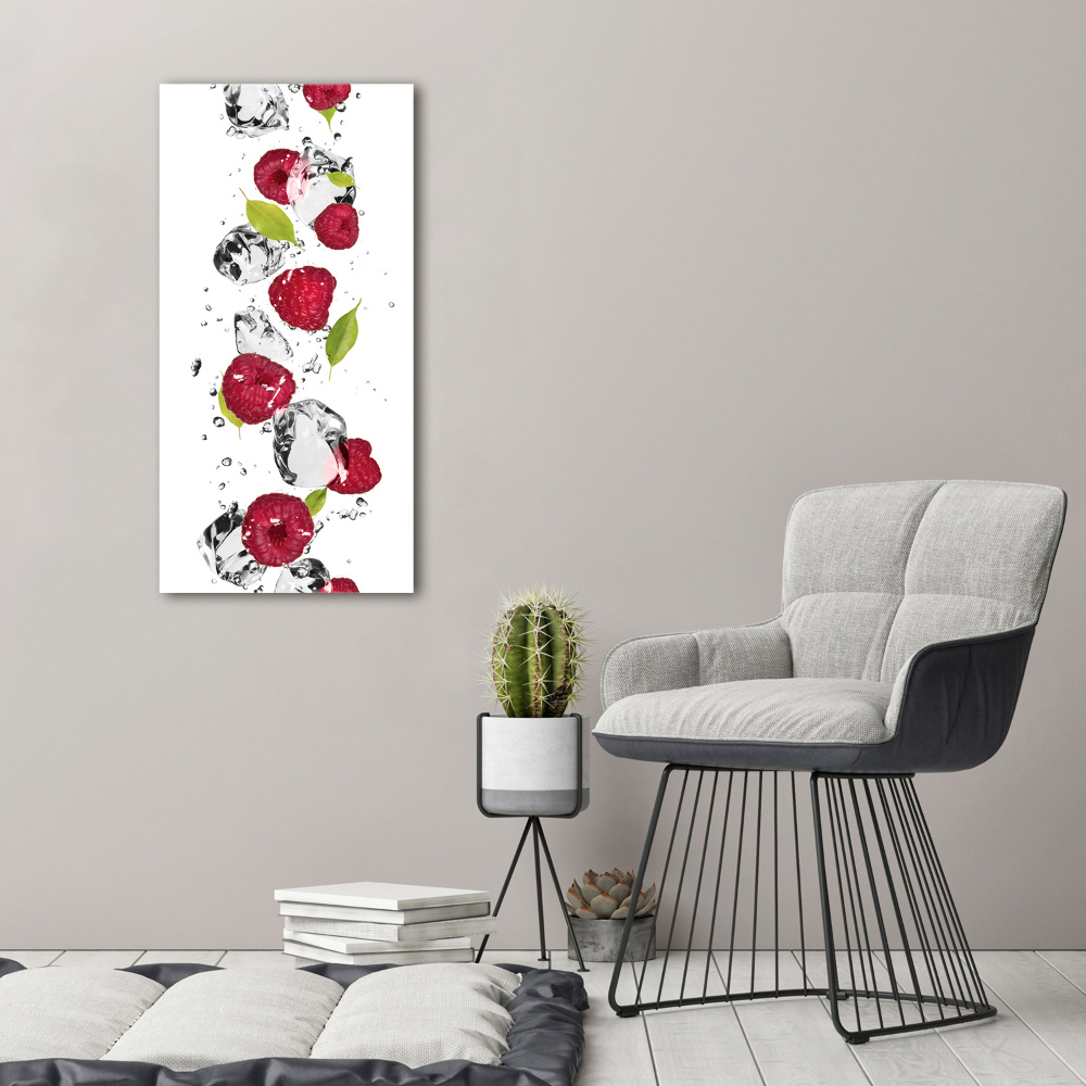 Tableau sur toile Framboises et eau