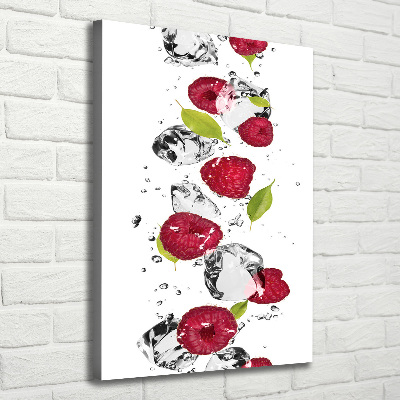 Tableau sur toile Framboises et eau