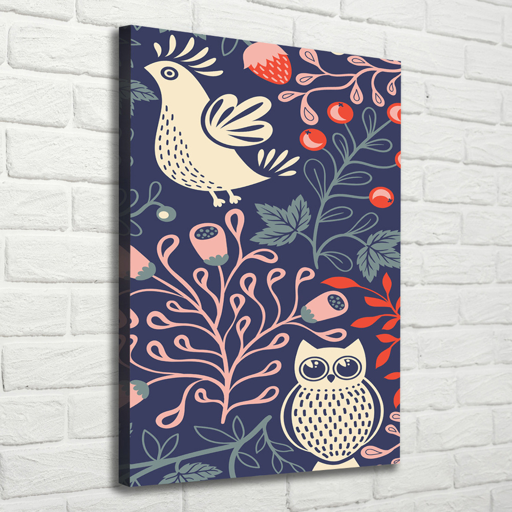 Tableau imprimé sur toile Coq poule hibou