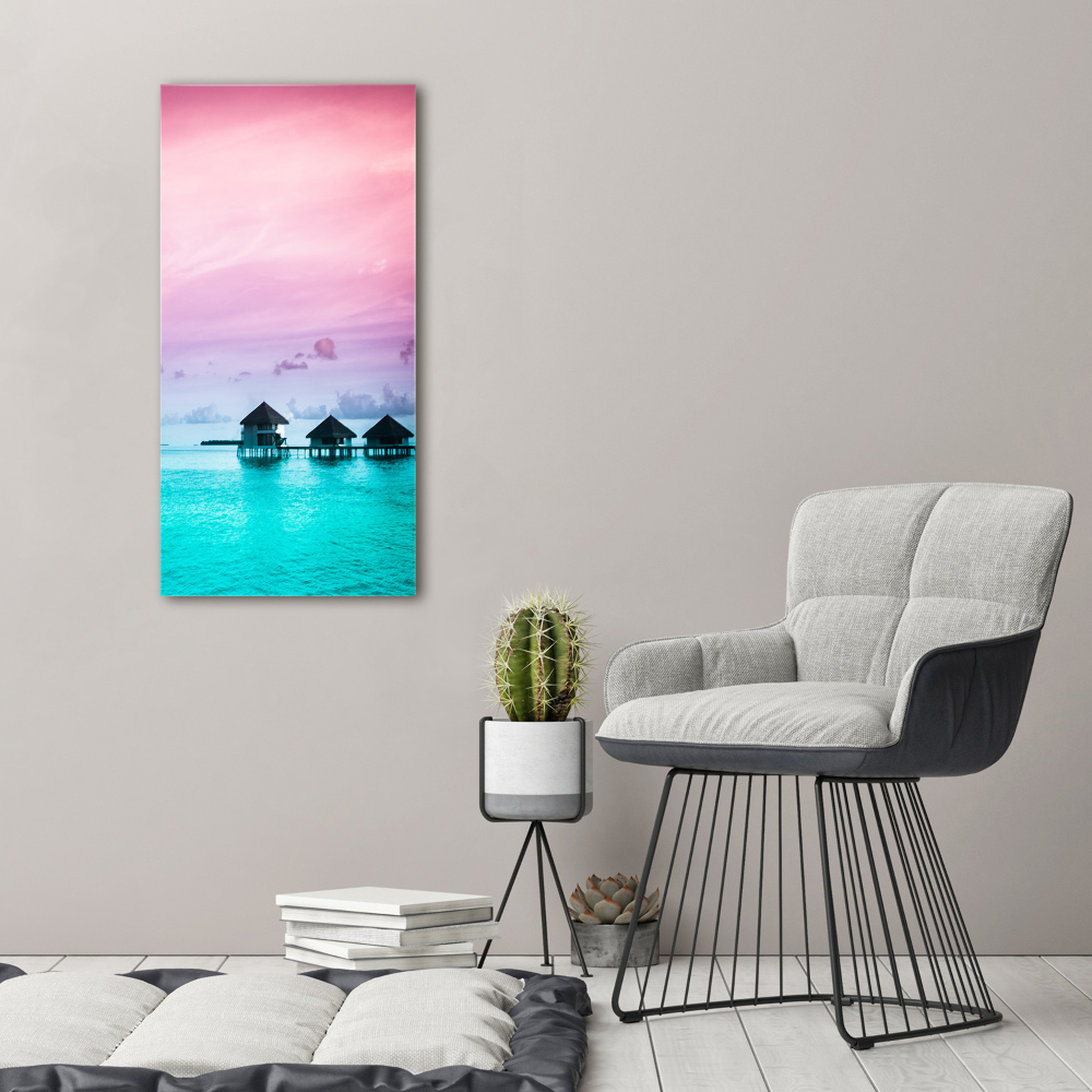 Tableau mural sur toile Bungalows sur l'eau