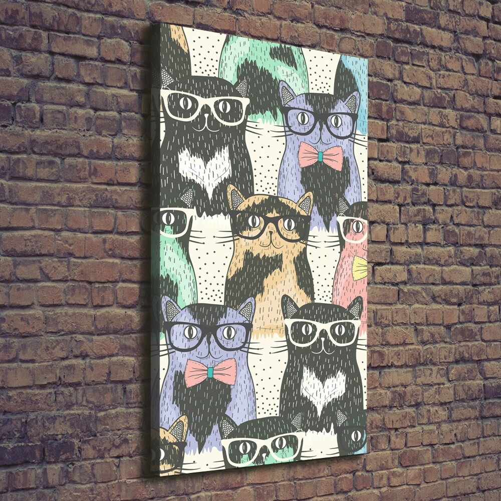 Tableau imprimé sur toile Chats avec lunettes