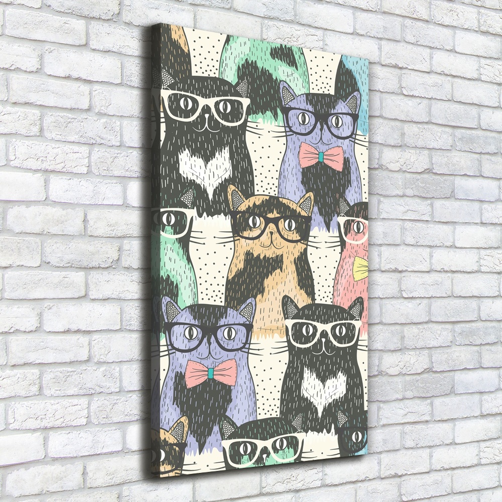 Tableau imprimé sur toile Chats avec lunettes