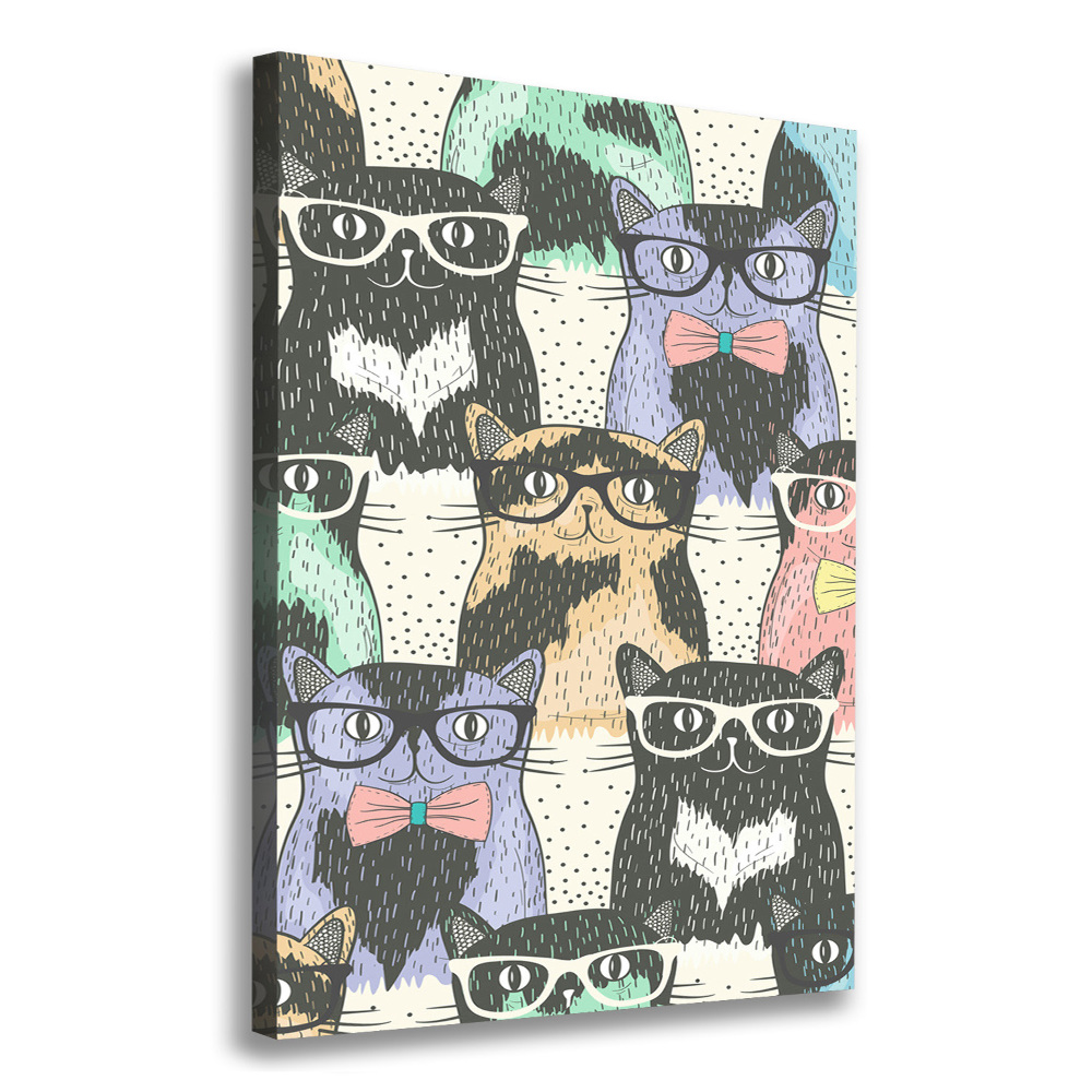 Tableau imprimé sur toile Chats avec lunettes