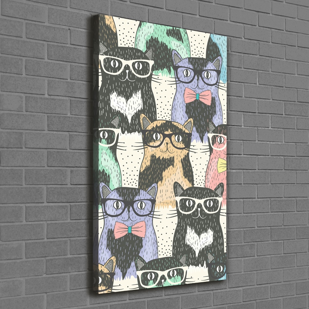 Tableau imprimé sur toile Chats avec lunettes