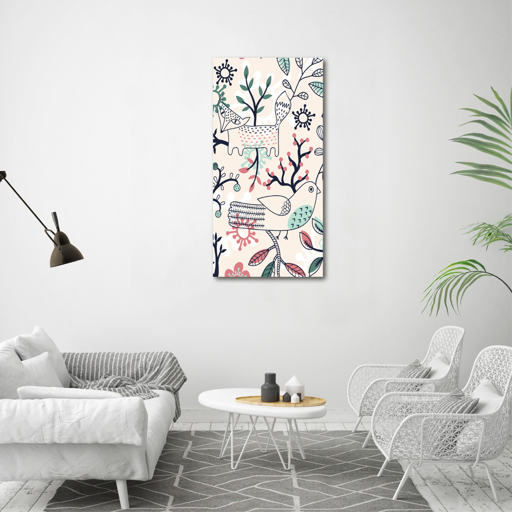 Tableau mural sur toile Animaux et fleurs