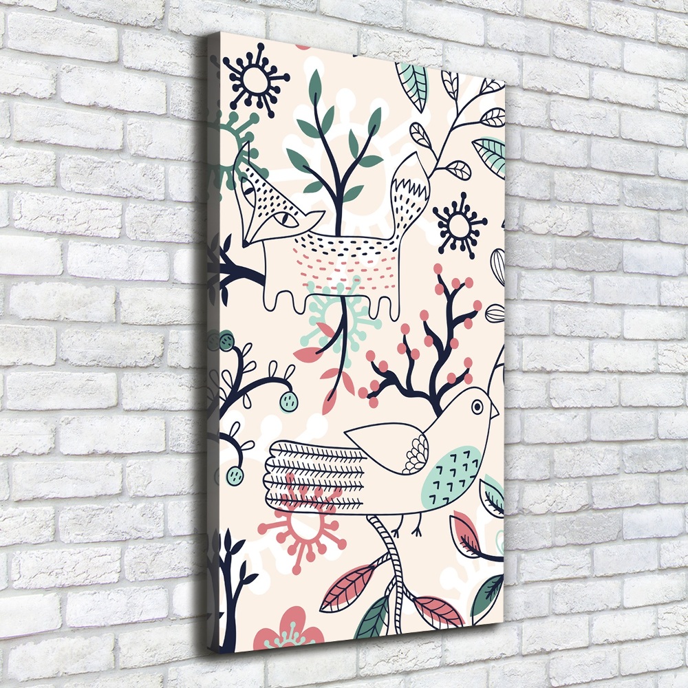 Tableau mural sur toile Animaux et fleurs