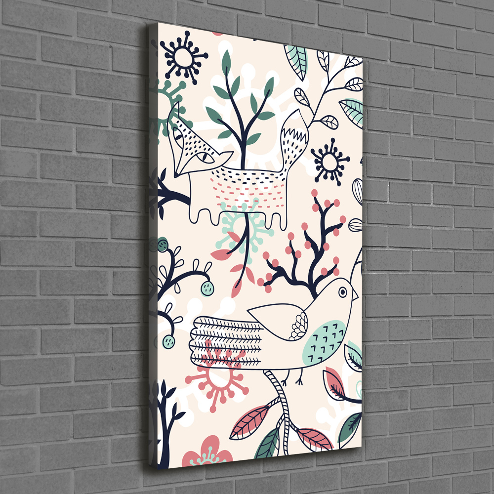 Tableau mural sur toile Animaux et fleurs