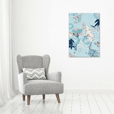 Tableau photo sur toile Grue et fleurs