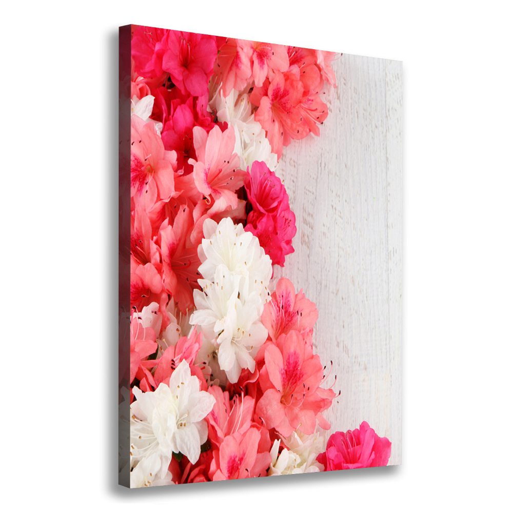 Tableau toile imprimée Fleurs sur bois