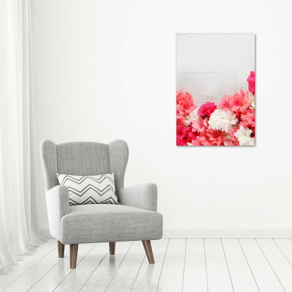 Tableau toile imprimée Fleurs sur bois