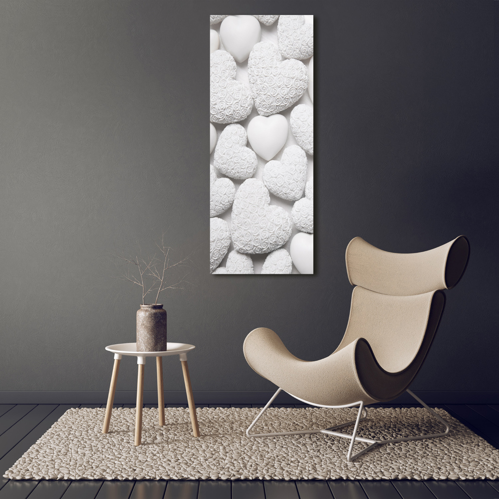 Tableau photo sur toile Fond blanc de cœurs