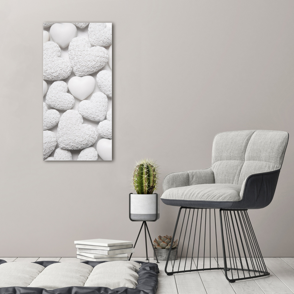 Tableau photo sur toile Fond blanc de cœurs