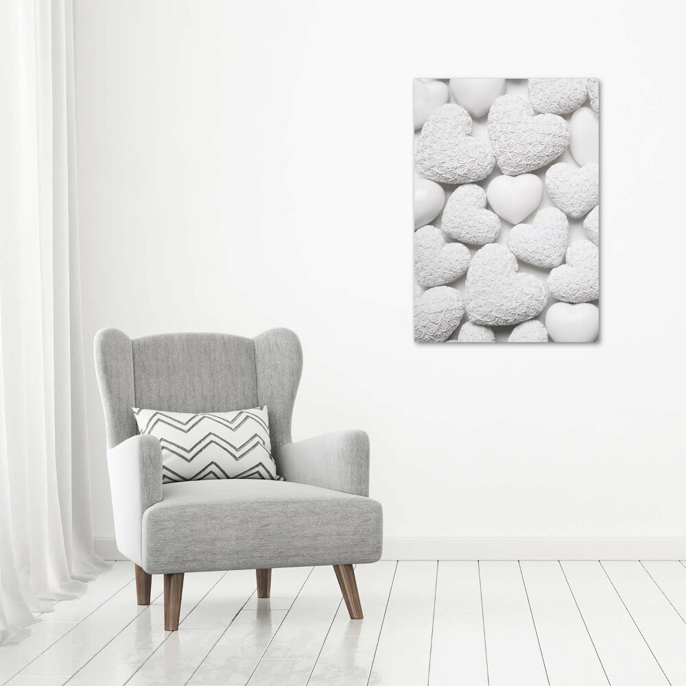 Tableau photo sur toile Fond blanc de cœurs