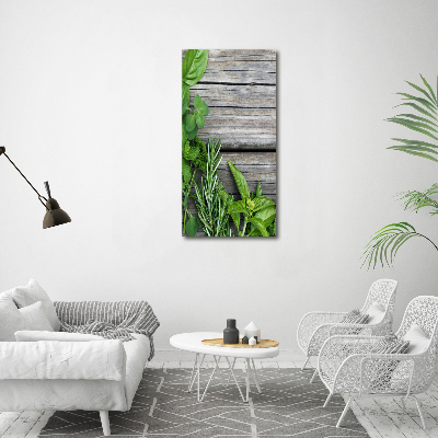 Tableau imprimé sur toile Herbes sur bois