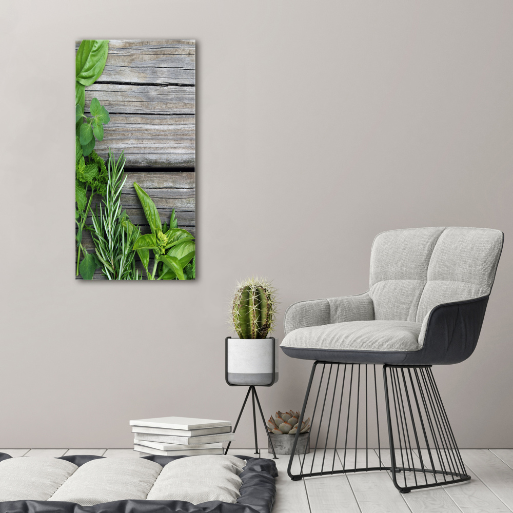 Tableau imprimé sur toile Herbes sur bois