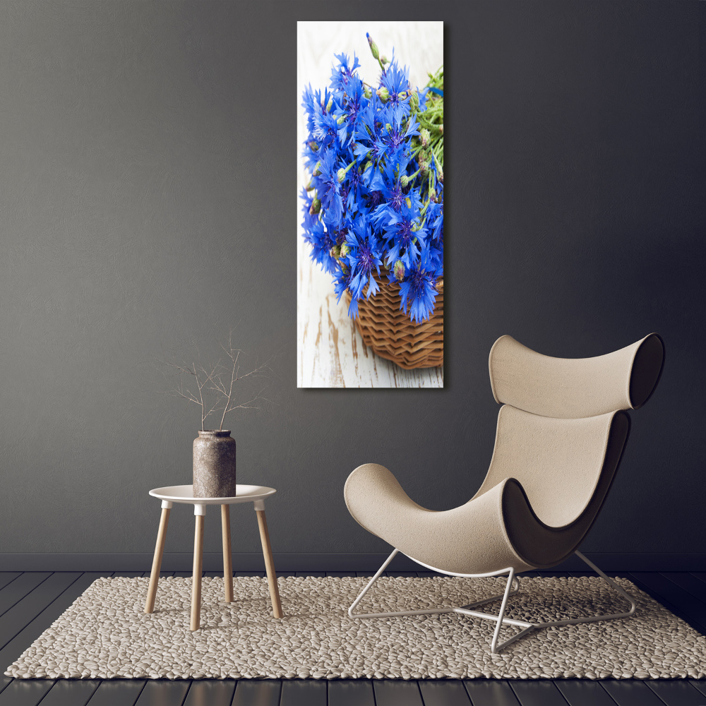 Tableau photo sur toile Bleuets dans un panier