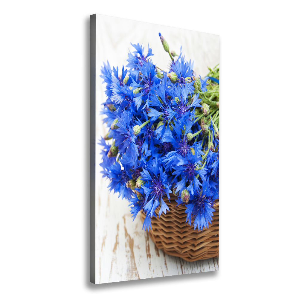 Tableau photo sur toile Bleuets dans un panier