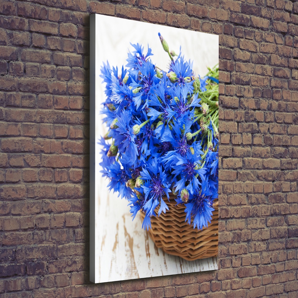 Tableau photo sur toile Bleuets dans un panier