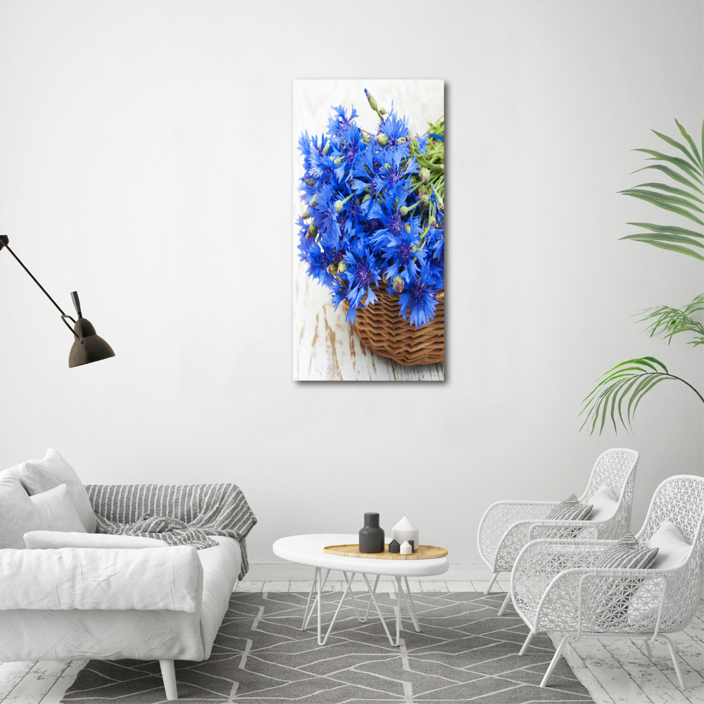 Tableau photo sur toile Bleuets dans un panier