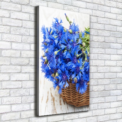 Tableau photo sur toile Bleuets dans un panier