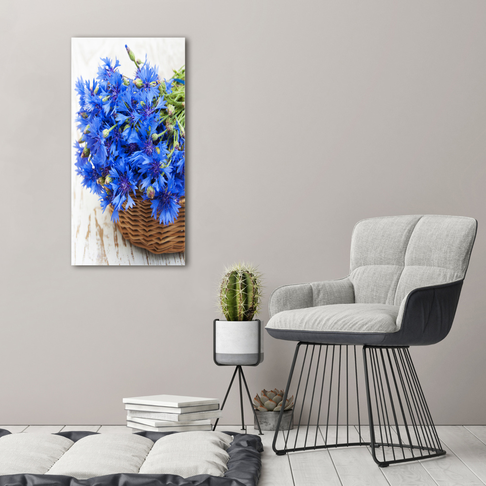 Tableau photo sur toile Bleuets dans un panier