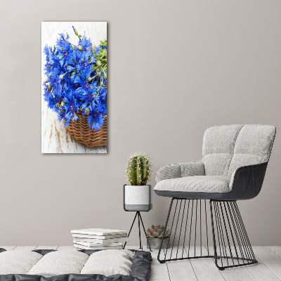 Tableau photo sur toile Bleuets dans un panier