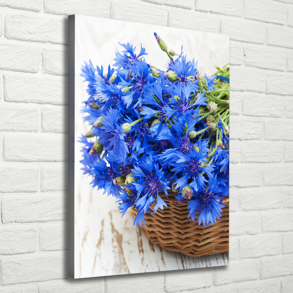 Tableau photo sur toile Bleuets dans un panier