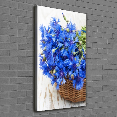 Tableau photo sur toile Bleuets dans un panier