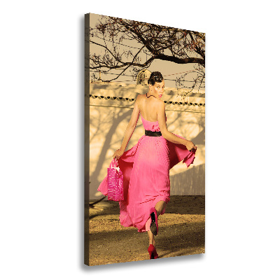 Tableau mural sur toile Femme en rose