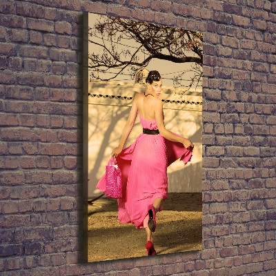 Tableau mural sur toile Femme en rose