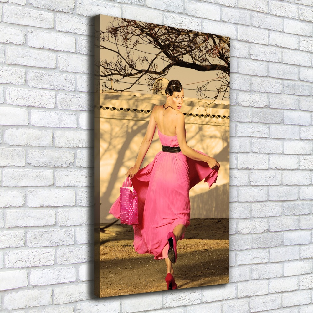 Tableau mural sur toile Femme en rose