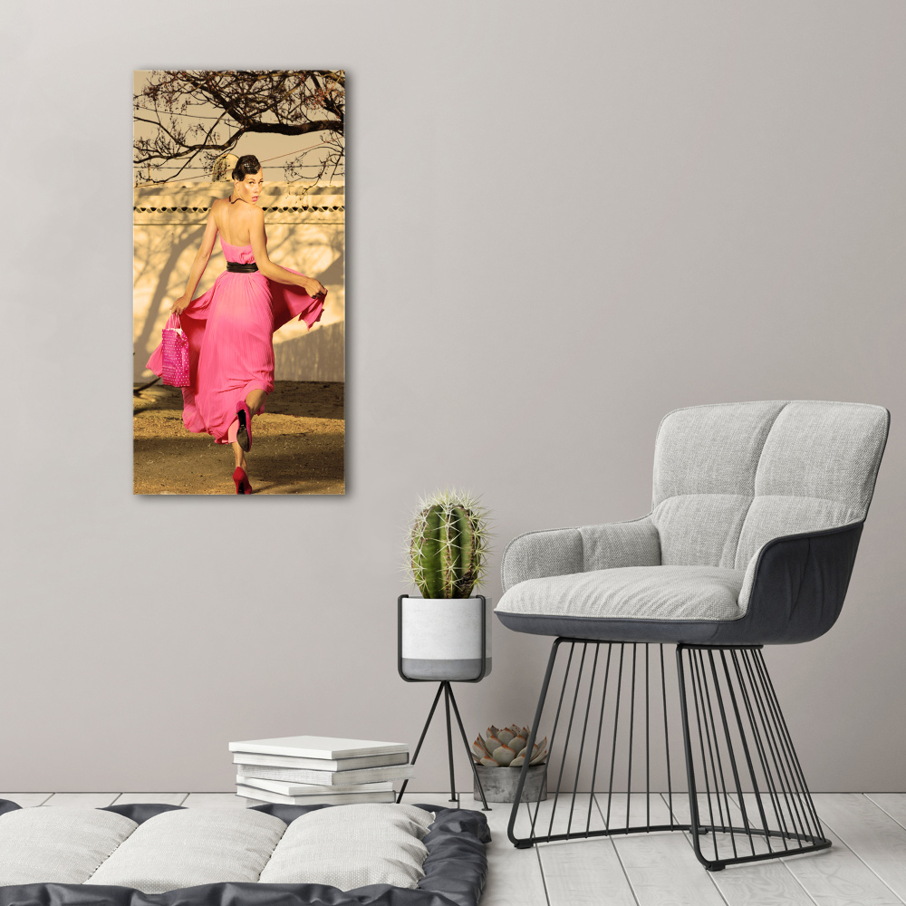 Tableau mural sur toile Femme en rose