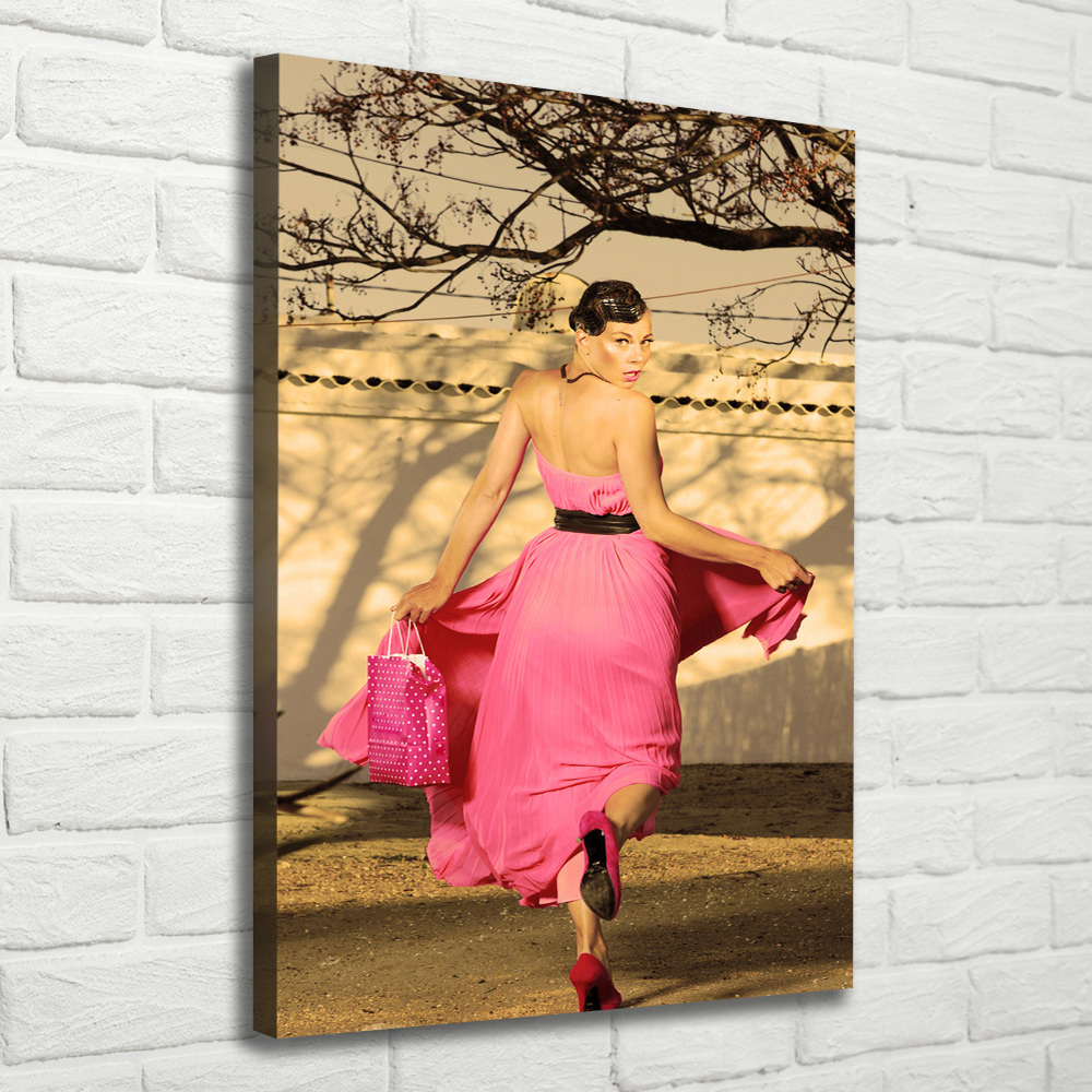 Tableau mural sur toile Femme en rose