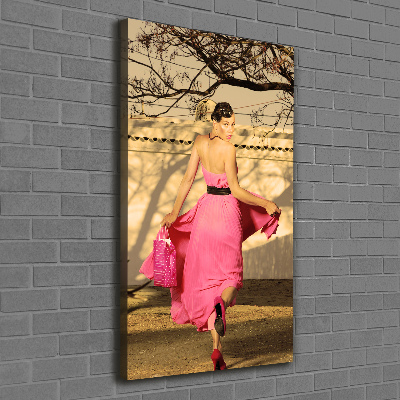 Tableau mural sur toile Femme en rose