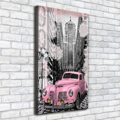 Tableau toile imprimée Voiture rose