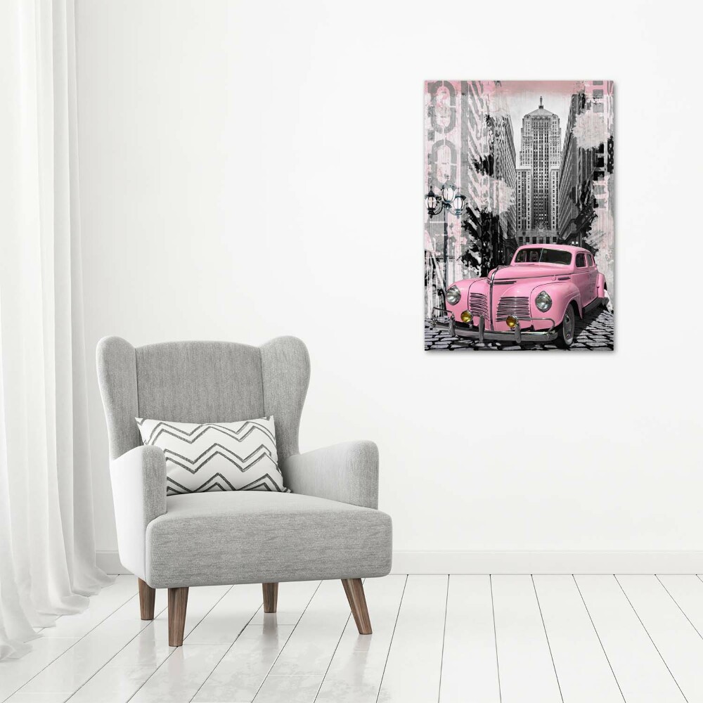 Tableau toile imprimée Voiture rose