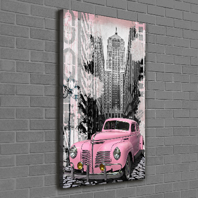 Tableau toile imprimée Voiture rose