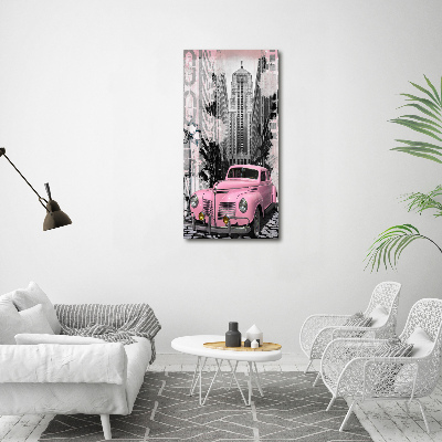 Tableau toile imprimée Voiture rose