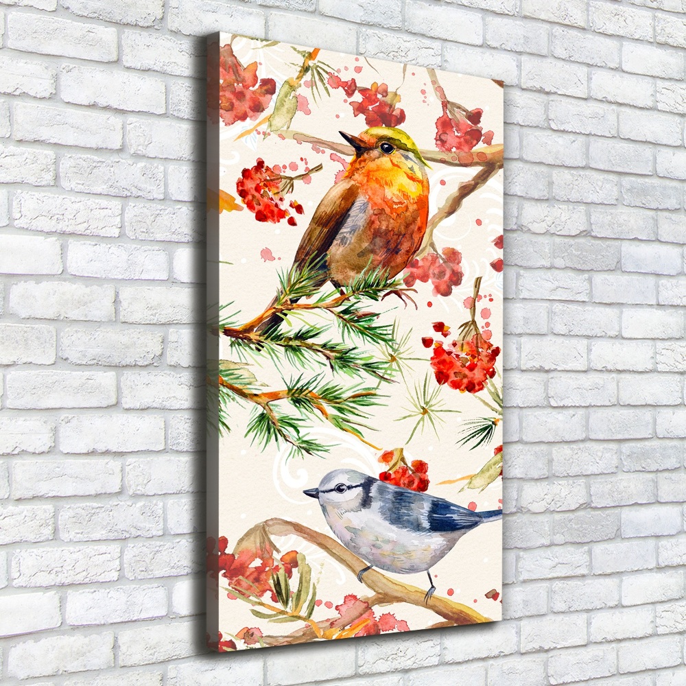 Tableau imprimé sur toile Oiseaux et fleurs