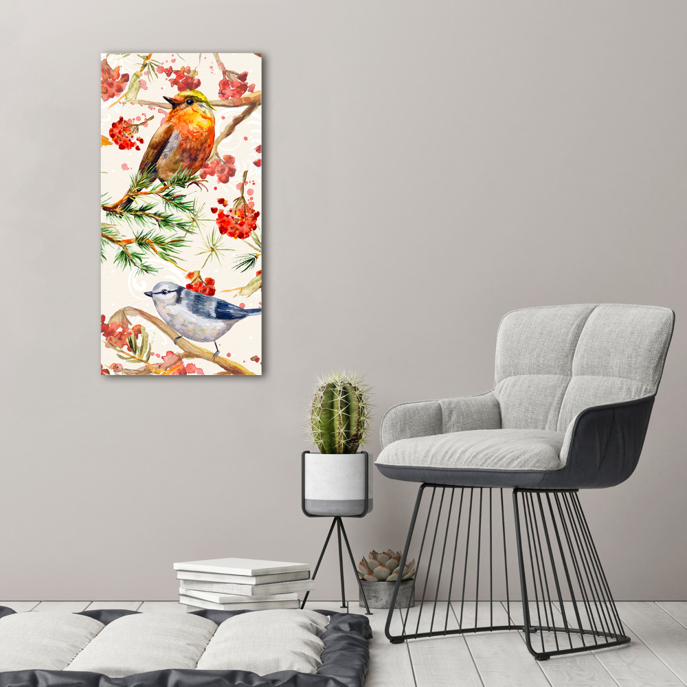 Tableau imprimé sur toile Oiseaux et fleurs