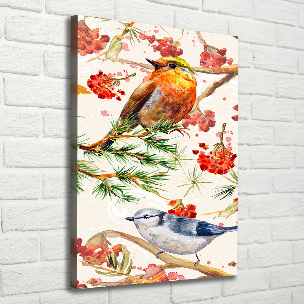 Tableau imprimé sur toile Oiseaux et fleurs